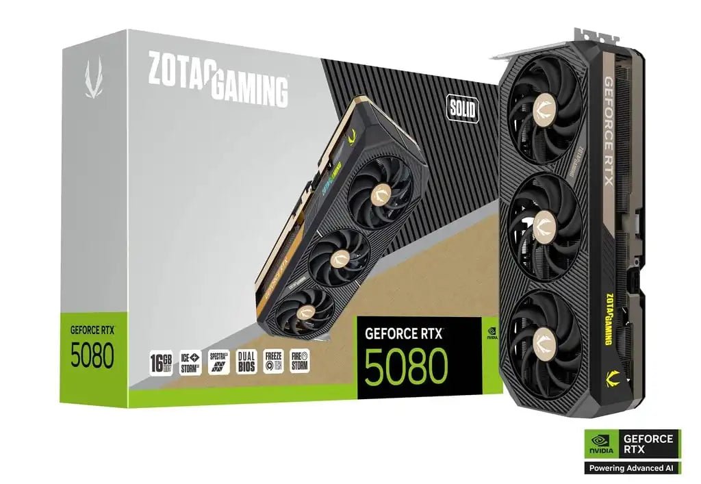 ZOTAC GAMING GeForce RTX 5080 SOLID Graphics Card | ZT - B50800D - 10P - Vektra Computers LLC ZOTAC GAMING GeForce RTX 5080 SOLID Graphics Card | ZT - B50800D - 10P - Vektra Computers LLC